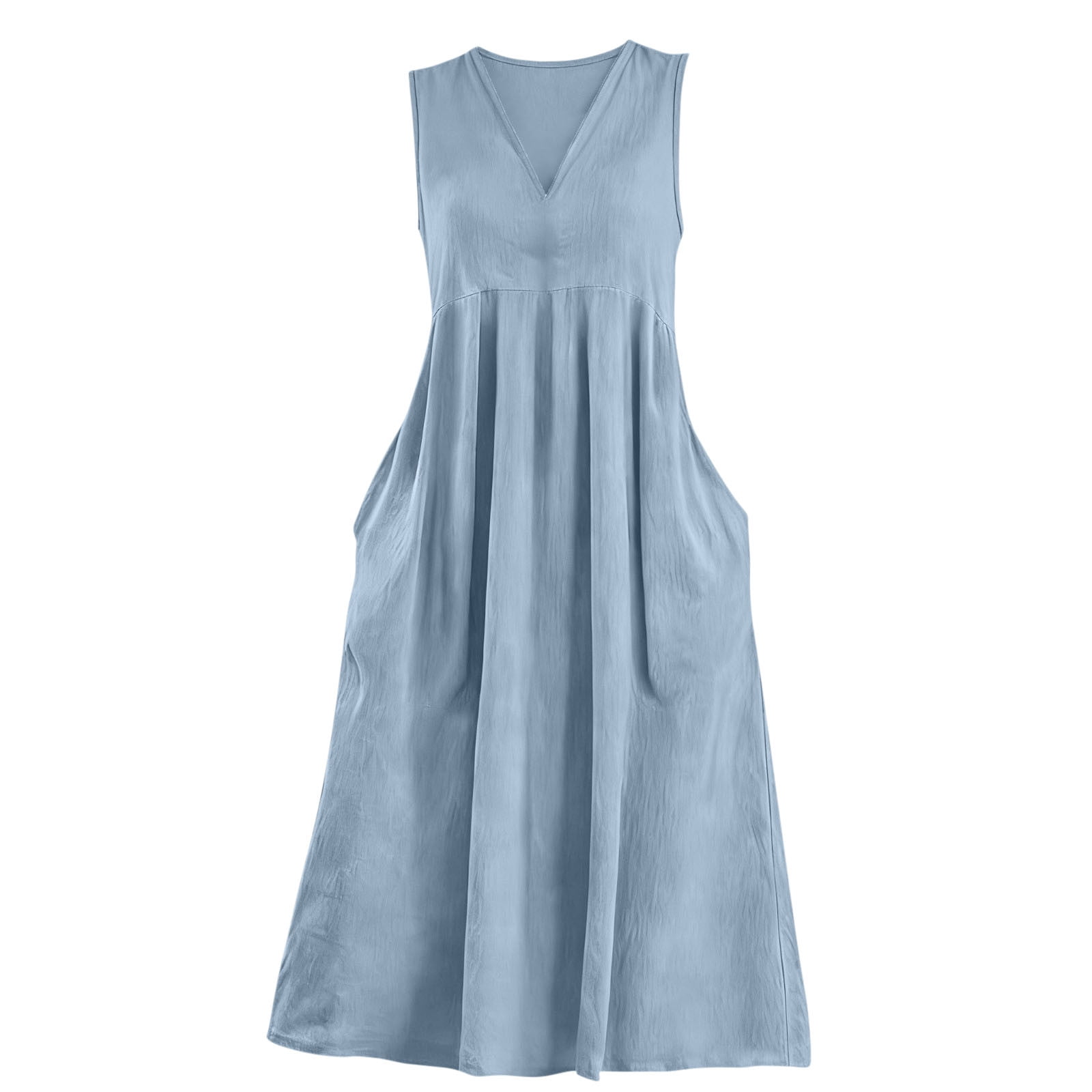 Awdenio Dresses for Women Summer Sundress Sleeveless Casual Dresses V Neck A-Line Beach Dress with Pockets