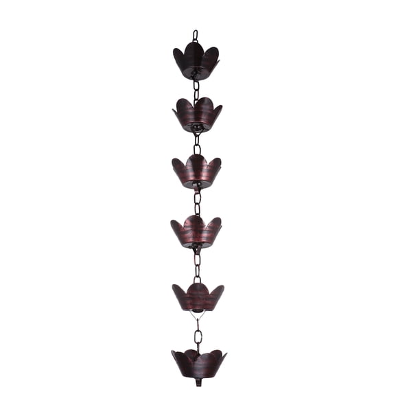 Shisuyan 1m Metal Rain Chain Petal Shape Chimes and Cups Rain Catcher for Gutter