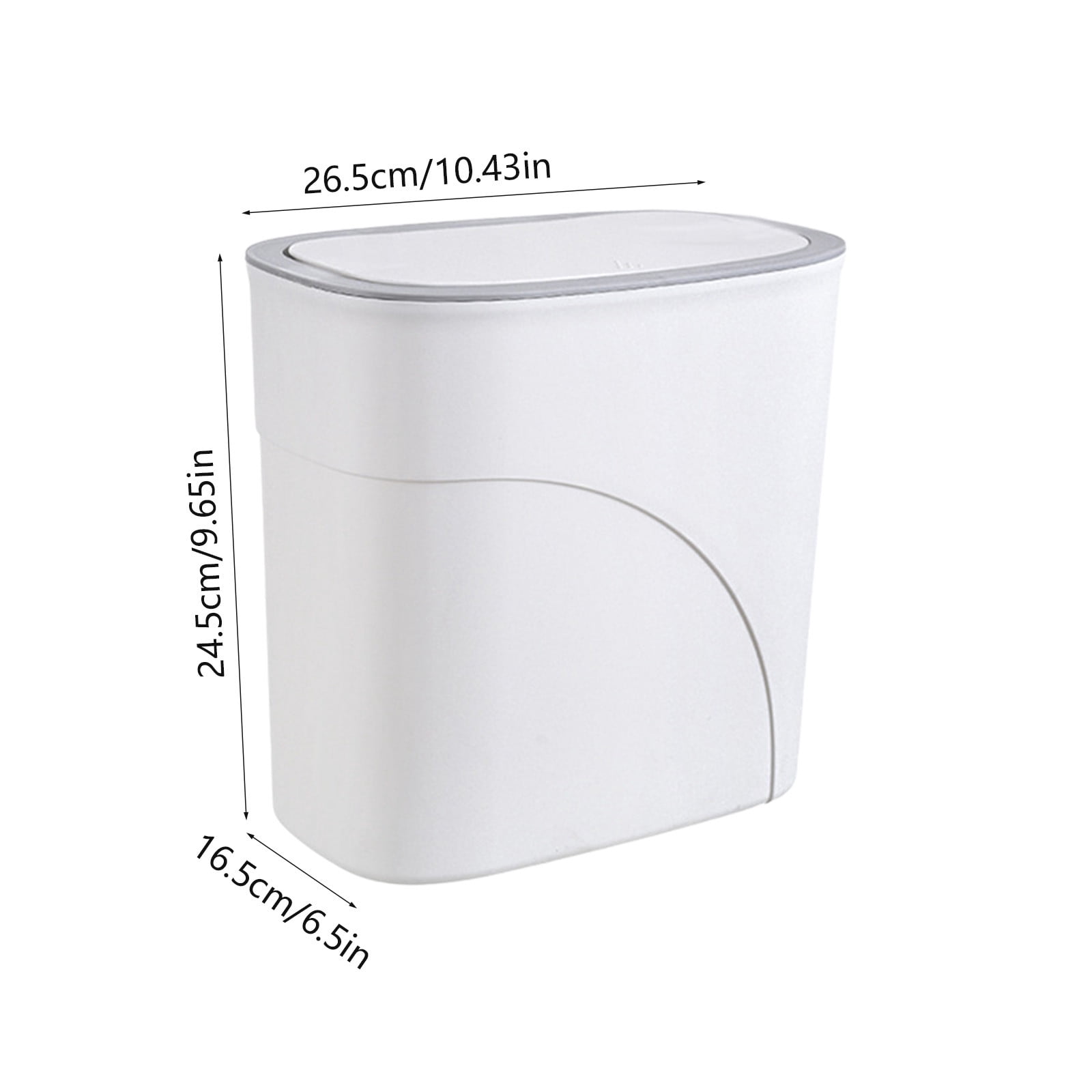 Press Top Flip Lid Trash Can, Space-Saving Plastic Storage Bin for Kitchen, Bathroom, Dining Room, and Narrow Spaces, Convenient Clamp Style Garbage Bin