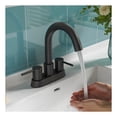 thumbnail image 2 of Remnants 4 in. Centerset Double Handle Mid Arc Bathroom Sink Faucet with Drain Kit and Deckplate in Matte Black, 2 of 4