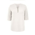 thumbnail image 4 of BLVB Womens V Neck 3/4 Sleeve Shirts Casual Lightweight Tunic Sweaters Fall Fashion Tops Trendy Dressy Blouses Clothes, 4 of 7