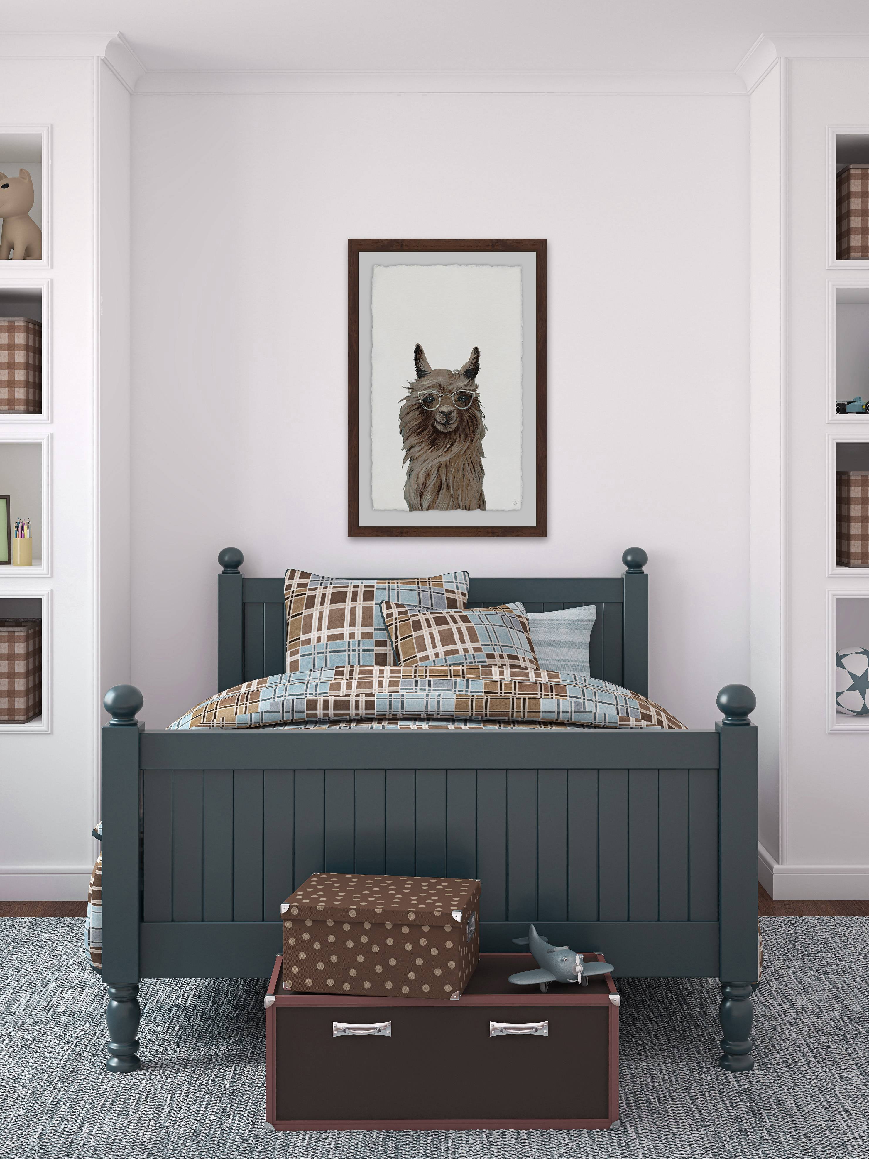 Shaggy Llama Framed Painting Art Print, 20.00" x 1.50"