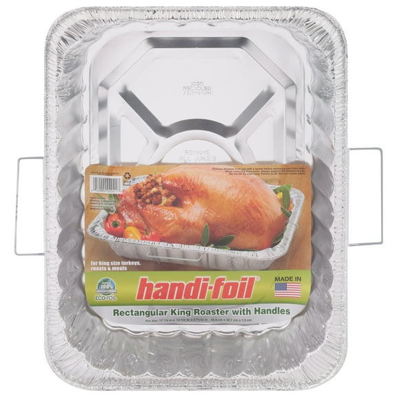 Handi-Foil Rectangular King Roaster Foil Pan with Handles - 17.1" x 12.6" x 2.8"