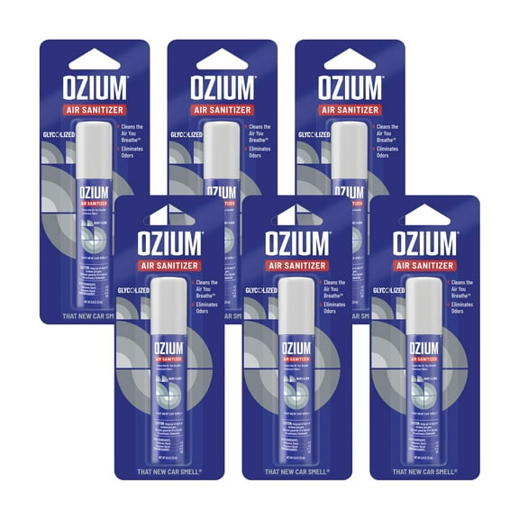 Ozium 0.8 oz. Air Sanitizer & Odor Eliminator for Homes, Cars, Offices and More, New Car Scent, Pack of 6