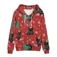 thumbnail image 4 of DISNIMO Christmas Hoodies for Women Cat Snowflake Printed Hooded Sweatshirts Zip Up Jacket Coat with Pockets, L, 4 of 5