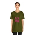 thumbnail image 4 of Love Pink Color Fight Breast Cancer Unisex Jersey Short Sleeve T-shirt, 4 of 12
