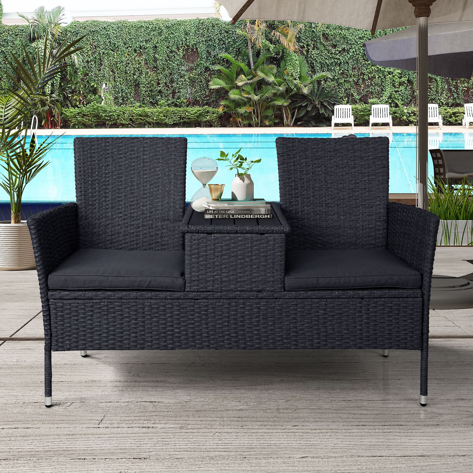 Patio Furniture Sets Clearance, Patio Wicker Conversation Set with Cushions&Table, Outdoor ...