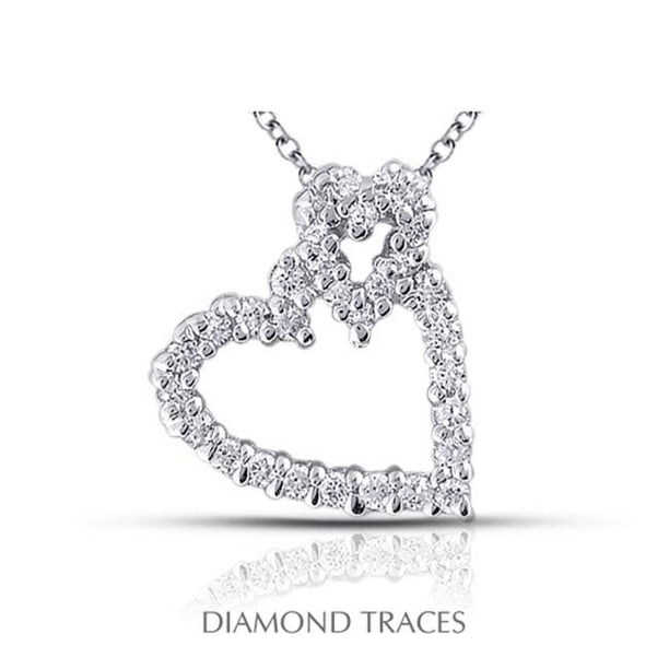 Diamond Traces 0.91 Carat Diamant Naturel 18 Carats Or Blanc Serti Pendentif Mode Forme de Coeur