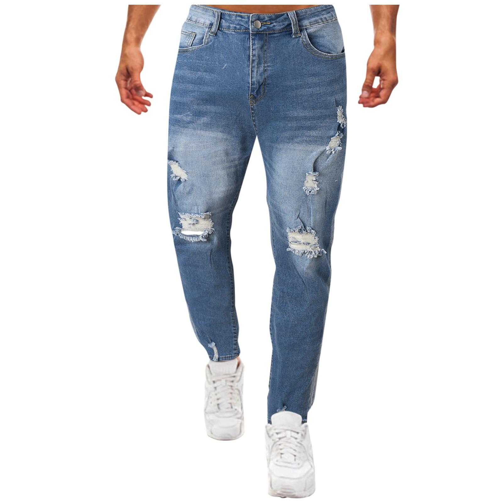 Dark Blue Denim Ankle Length Stretchable Men's Jeans | Tistabene - Tistabene