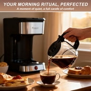 15-Cup Drip Coffee Maker, Home/Office Coffee Brewing Machine with Removable Filter, Glass Carafe and Heated Base, Black & Stainless Steel