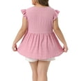 thumbnail image 3 of Agnes Orinda Women's Plus Size Textured Tops V Neck Ruffle Short Sleeve Babydoll Blouses Summer Casual Shirt 1X Pink, 3 of 6