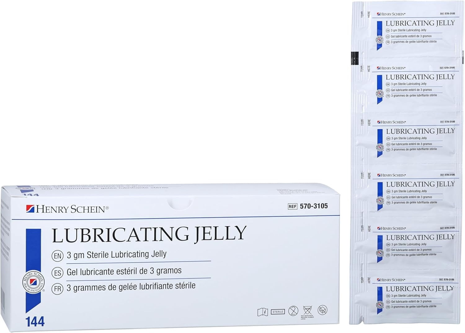 Sterile Lubricating Jelly  3g Single-Use Packets, Ideal for Medical and  Clinical Applications, Convenient Box of 144 Individually Sealed Packets  for ...