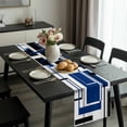 thumbnail image 2 of Blue Black Geometric Table Runner 36 Inches Long, Modern Minimalist Abstract Stripes Kitchen Coffee Dining Table Decoration for Home Party Birthday Wedding Home Decor 13x36 Inches, 2 of 8