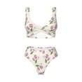 thumbnail image 4 of Rocae Tulips Flowers for Bikini Set for Women Two Piece Sexy High Swimsuits Split Crossover Bikini, 4 of 9