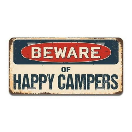 Aluminum License Plate - Beware of Happy Campers