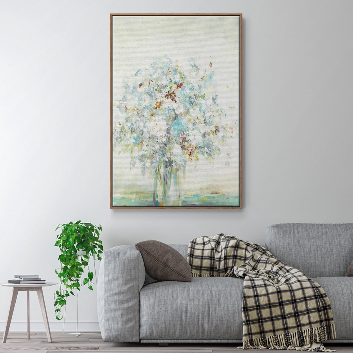 Te x tured Bouquet Framed Premium Gallery Wrapped Canvas - Ready to Hang - 27 x 41 - Walnut Floating Frame