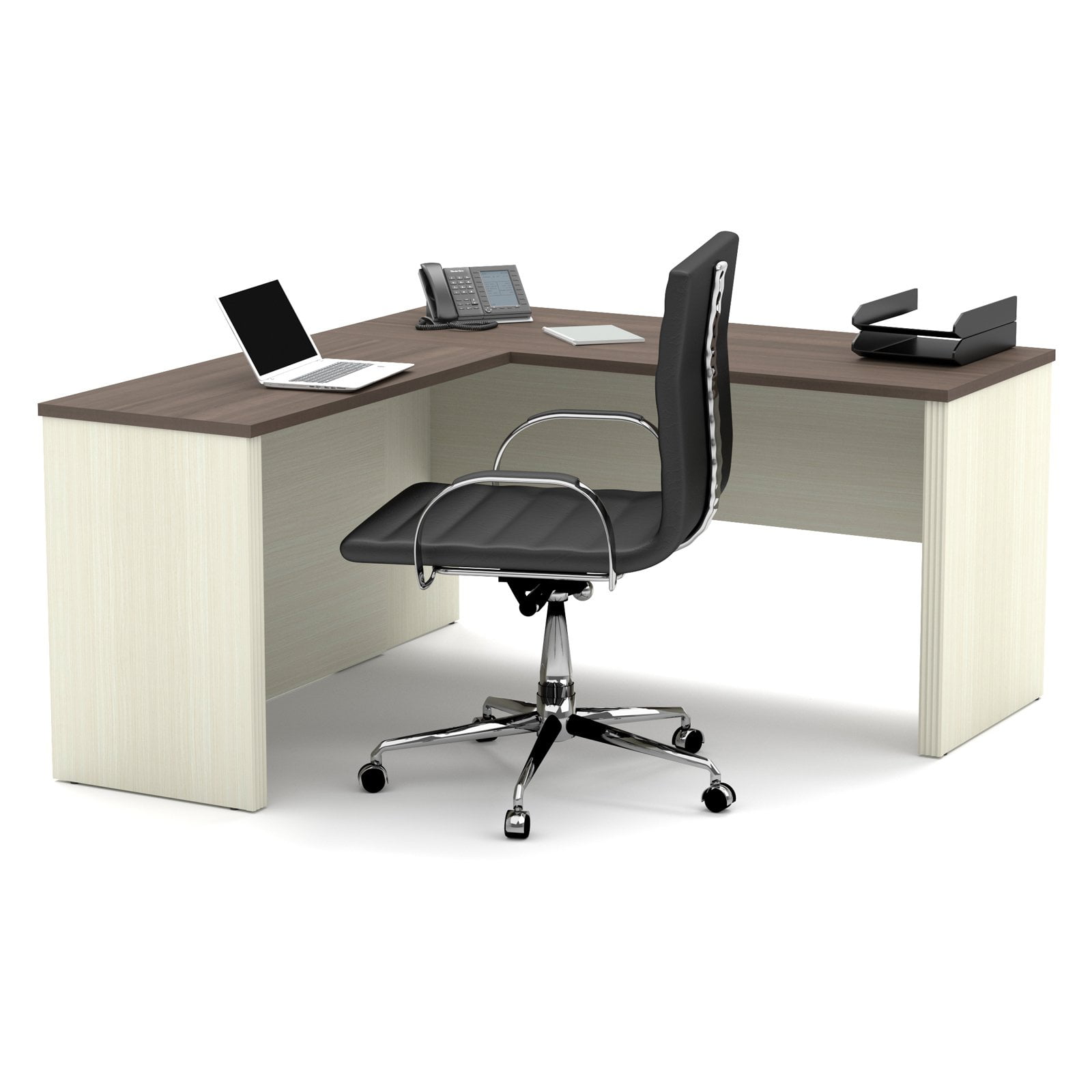 Prestige L Shaped Workstation In White Chocolate Antigua