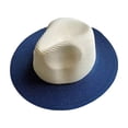 thumbnail image 3 of Color Block Wide Brim Straw Panama Hats for Men Women Summer Fedora Beach Sun Hat, 3 of 3