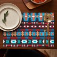 thumbnail image 5 of Blue and Orange Geometric Boho Pattern Summer Placemats Table Placemats Set Of 4-Linen Kitchen Washable Placemats Table Mats 11.8"x17.7"Non-Slip Heat Resistant, 5 of 6