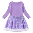 thumbnail image 2 of NAISIBABY Casual Dress for Girls, Long Sleeve Crew Neck Mesh Splicing Cotton Sundress Purple 1-2T, 2 of 3