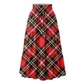 thumbnail image 3 of Midi Skirts For Women Drawstring High Waist Tiered Skirt Elastic Buffalo Plaid Print Loose Skirts Flowy A-Line Skirt With Side Pockets Deep Red XL, 3 of 5