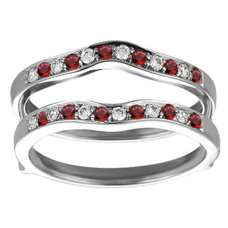 Sterling Gemstone Enhancer Genuine Ruby Mounted In Sterling Silver Contour Shape Channel Set Enhancer Ring Guard (0.14ctw) ()