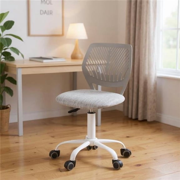 HomeRoots 568080 Gray & Black Adjustable Height Swivel Rolling Office Chair