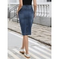 thumbnail image 3 of DARING DIVA Women's Split Back Pockets Knee Length Pencil Skirt X-Small Dark Blue, 3 of 6