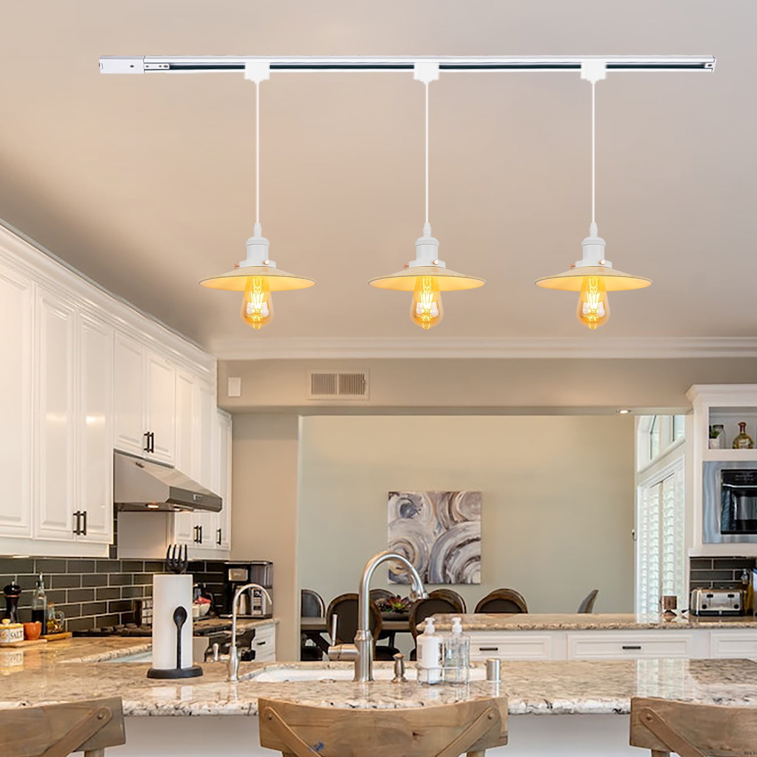 Kiven H Type Track Lighting 1 Light Modern H Track Light Pedant with Metal Lampshade Cord length 39.4