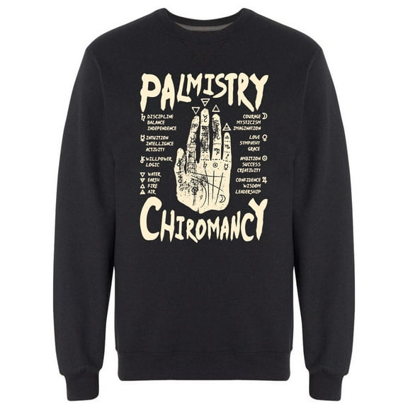 Graphic Palmistry Chiromancy Sweatshirt Men -Image by Shutterstock, Male Medium