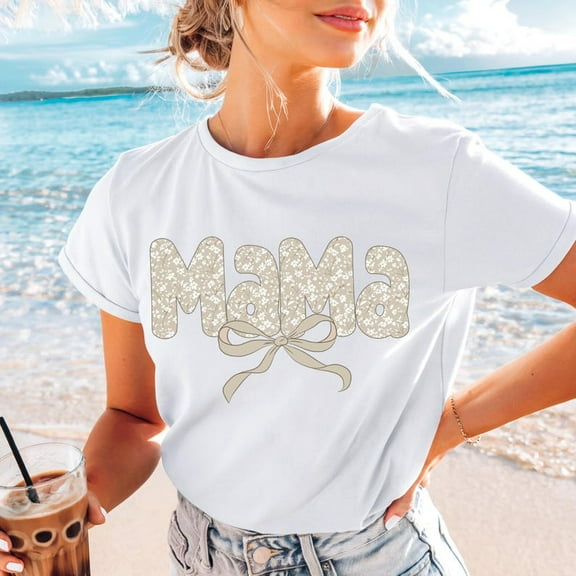 Beige Preppy Mama Shirt, Cute Mama Shirt, Floral Mama Shirt, Mother's Day Shirt, Mama Shirt, Floral Shirt, Digital Download Shirt