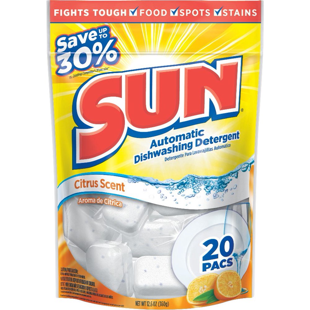 Sun? Citrus Scent Automatic Dishwashing Detergent 20 ct. Bag Walmart