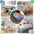 thumbnail image 5 of Colorful Rainbow Tie Dye Spiral Pattern Rectangle Tablecloth 60"x102",Waterproof Polyester Rectangle Table Cloth, Wipeable Spillproof Polyester Tablecloth for Dining, Camping, Indoor and Outdoor, 5 of 5