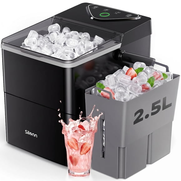 Máquina de Hielo Silonn de Encimera con Cesta Expandible de 2.5L y Tanque de Agua de 1.8L