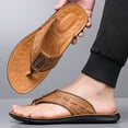 thumbnail image 3 of Xucatan Men's Yoga Mat Leather Flip Flops with Arch Support Comfortable Cushion Walking Thong Sandals Slip On Indoor Outdoor Gift, 3 of 7