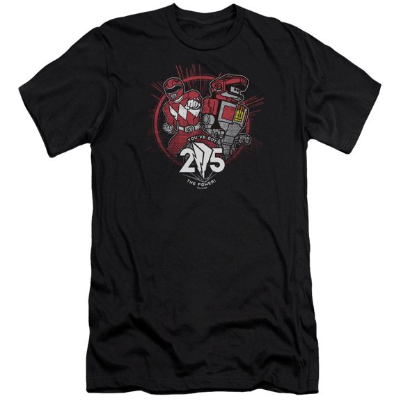 Power Rangers Red 25 Adult 30/1 T-Shirt Black