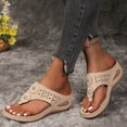 thumbnail image 3 of IUJSOY Womens Flip Flops Summer Wedge Shoes Cushion Footbed Boho Sandals Orthopedic Dress Slides, 3 of 6