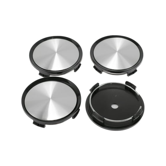 Unique Bargains 4 Pcs Wheel Center Caps Hub Caps Rim Center Caps 2.76" 2.95" Wheel Caps Hubcap Center Covers Black Cover Silver Tone Logo Plastic 4 Clips Black