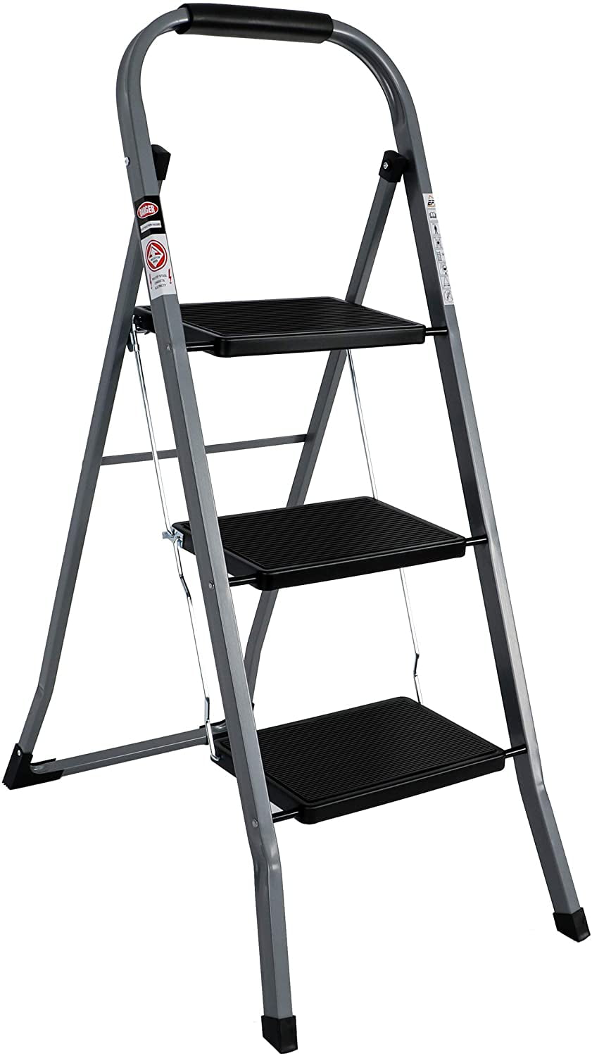 Holding up to 330lbs. Slim Folding Design Step Stool Gray Sturdy and Lightwight High Grade Steel with Smooth Powder Coating EFINE 4 Step Ladder 