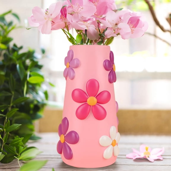 GUGUGO Pastel Flowers Vase, 8-Inch-Tall Rainbow Funky Mushroom Decor, Unique Colorful Decorative Flower Vases for Centerpieces, Eclectic Vases for Flowers, Cute Room Decor Aesthetic,Pink