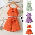thumbnail image 4 of ZACPNCV Girls Summer 2 Piece Suits Sleeveless Tank Top Cotton Comfy Outfits Kids Girls Breathable Shorts Set Orange 2-3 Years, 4 of 4