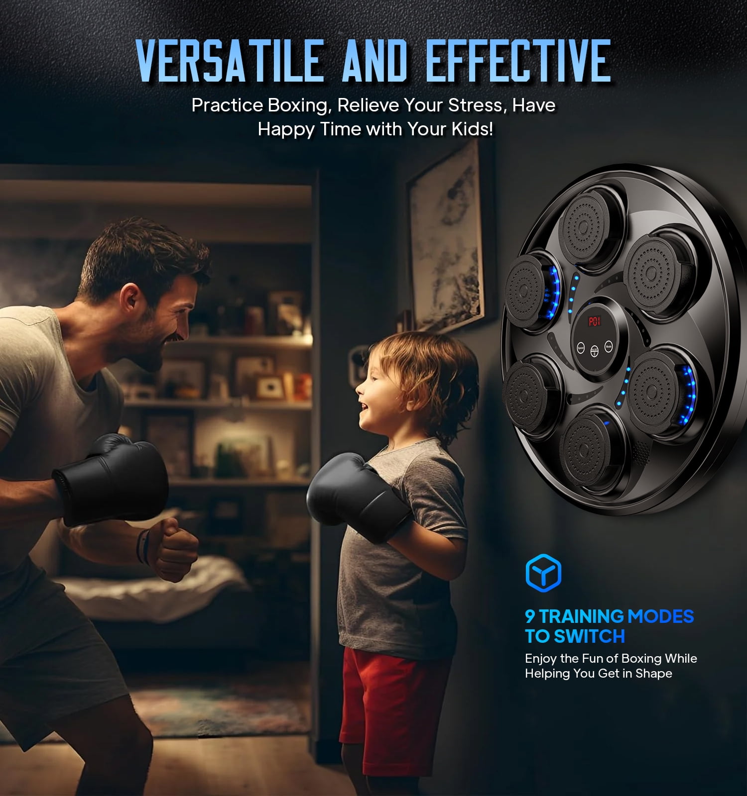 LNOW Adults/Teenagers Music Boxing Machine with 2 Pairs Boxing Gloves, Wall Mounted Smart Bluetooth Music Boxing Trainer, Electronic Boxing Target Workout Punching Equipment for Home, Indoor and Gym
