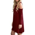 thumbnail image 2 of Anyjoin Women's Long Sleeve Cold Shoulder Top T-Shirt Swing Mini Dress with Pockets, 2 of 4