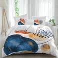 thumbnail image 2 of Orange Blue Boho Bedding 3 Piece Duvet Cover Set California King, Ethnic Abstract Geometric Striped Soft Microfiber Comforter Cover with Zipper Closure & Pillowcases, FadeResistant Quilt Cover, 2 of 9