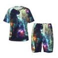 thumbnail image 1 of Lsque Cosmic Cat In Window Pattern Girls' Sleeve Top and Shorts Snug Fit Cotton 2 Piece Lightweight Pajama Sets-Large, 1 of 6