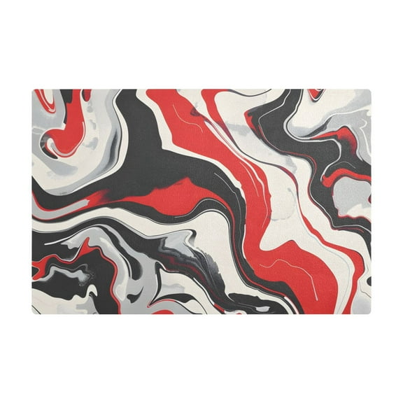 Dish Drying Mat Microfiber Kitchen Dish Pad Counter Absorbent Drainer Rack 12"x18" Red Black Liquid Marble