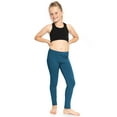 thumbnail image 2 of Stretch Is Comfort Stretchy Girl's Cotton Leggings Teal Medium, 2 of 6