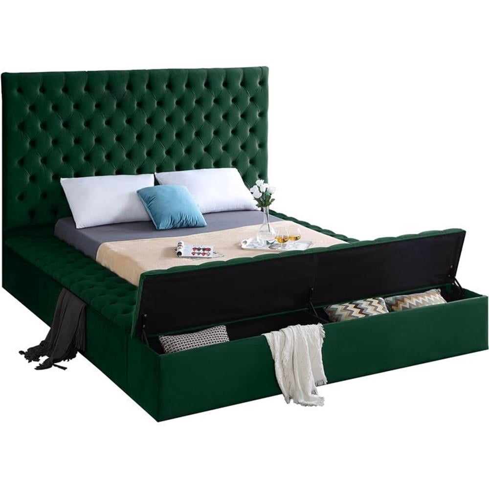 Meridian Furniture Bliss Modern Wood Storage Platform Bed, King, Green