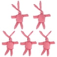thumbnail image 4 of Conejos pequeños de peluche, decoración en forma de conejito, adorno de Animal bonito para bolsa, rejilla roja y blanca, 5 uds., 4 of 5