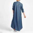thumbnail image 4 of hotojiny Robe à Manches Longues pour Femmes, Coupe Ample, Col en v, Décontractée, Ourlet Arrondi, Robes d'Été Fluides, Robes Grande Taille pour Femmes, 4 of 7